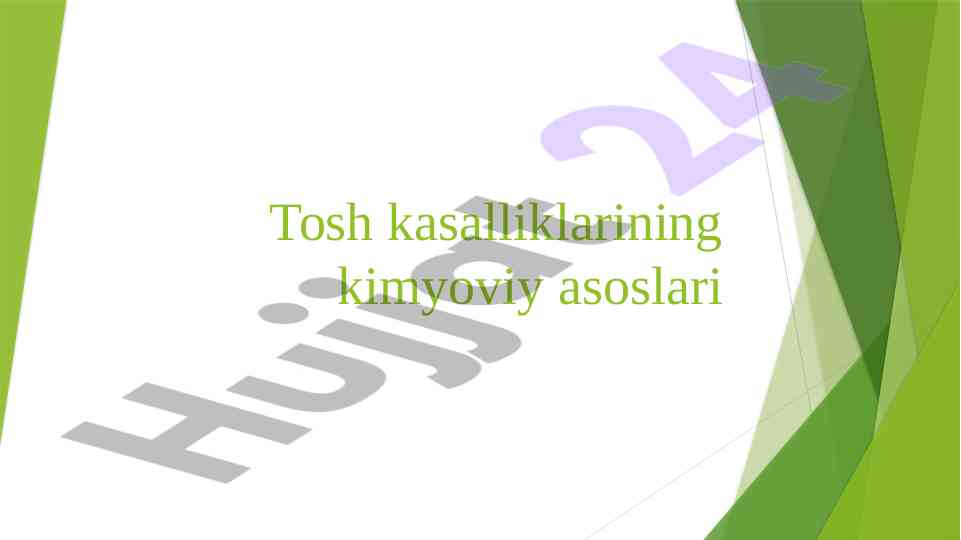 Tosh kasalliklarining kimyoviy asoslari va sabablari