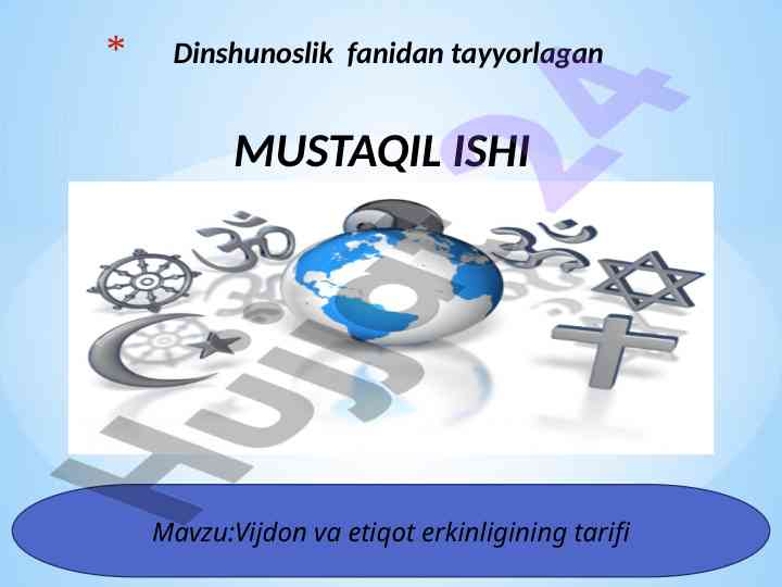 Vijdon va etiqot erkinligi tarifi o‘quv ishtirokida