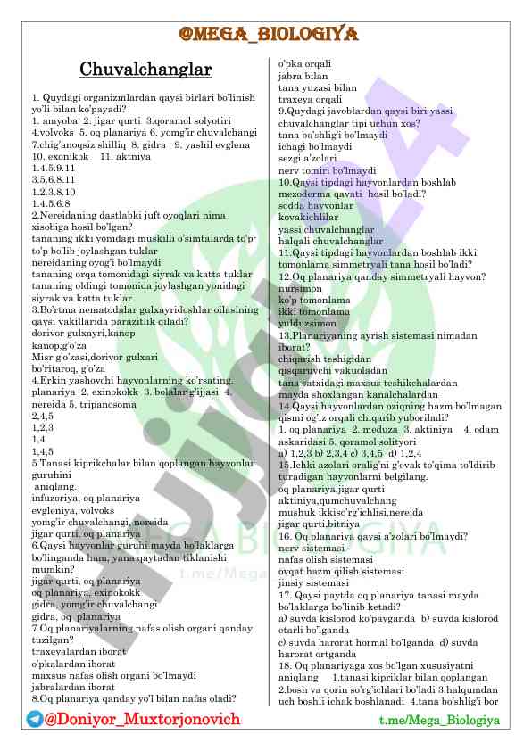 Chuvalchanglar va ularning ko'payish usullari