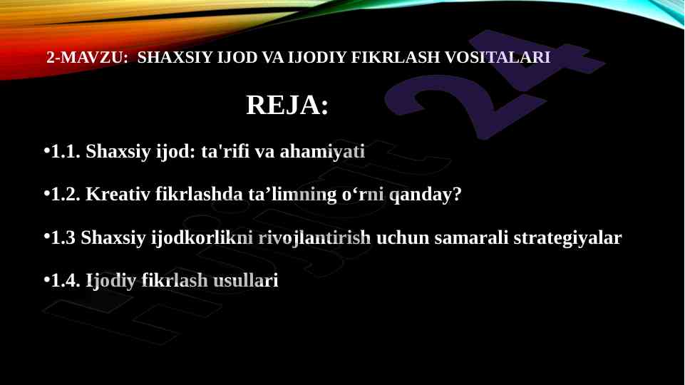 Shaxsiy ijod va kreativ fikrlashning ahamiyati