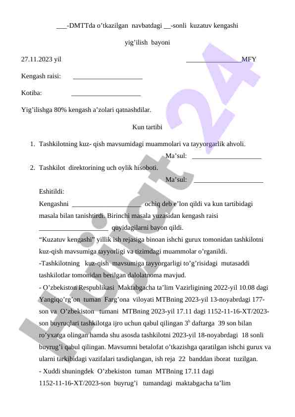 Kuzatuv kengashi yig'ilishi bayoni 2023