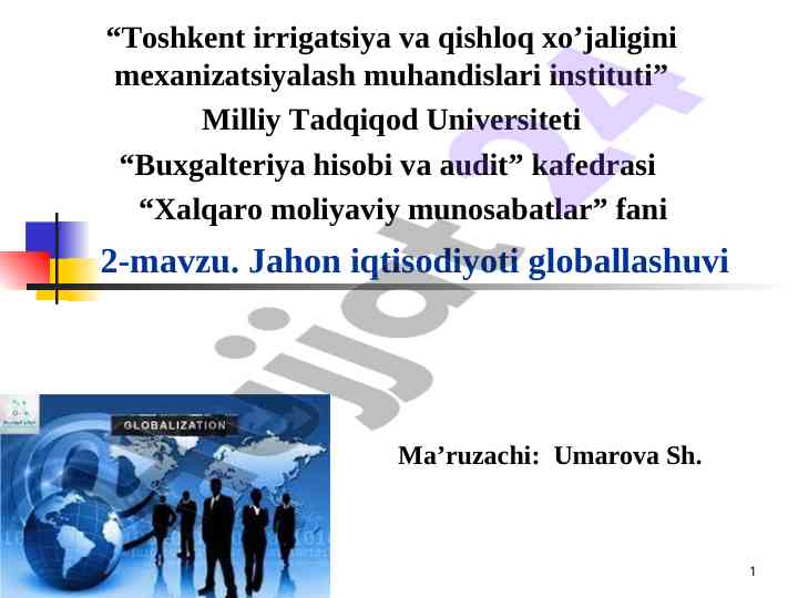 Jahon iqtisodiyoti globallashuvi tahlili
