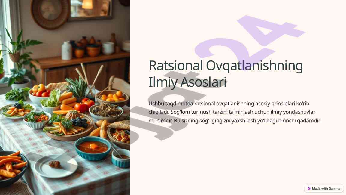 Ratsional ovqatlanishning asosiy prinsiplari