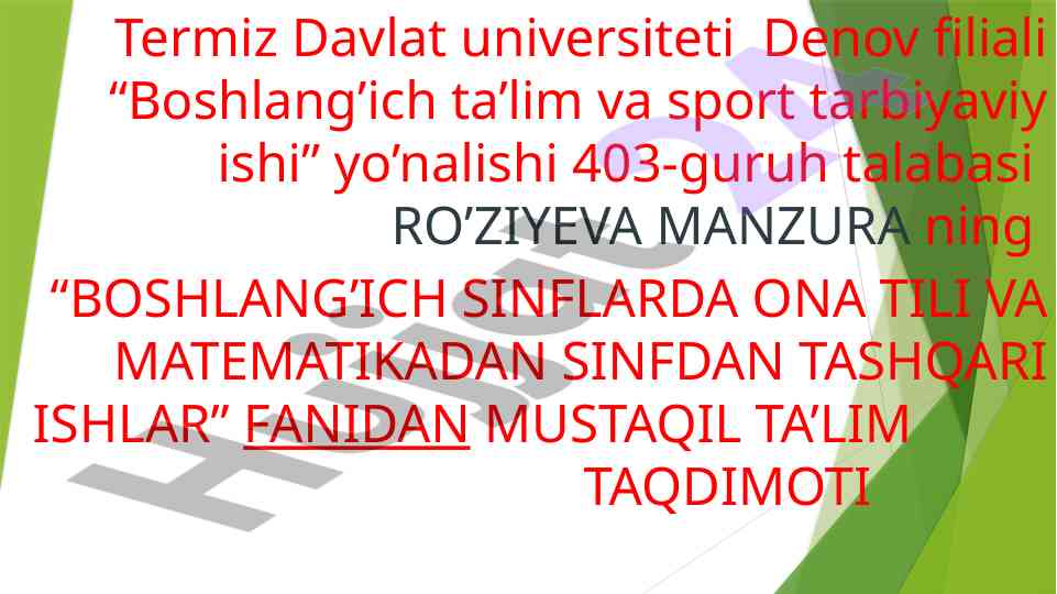 Boshlang'ich sinflarda ona tili va matematika ta'limi