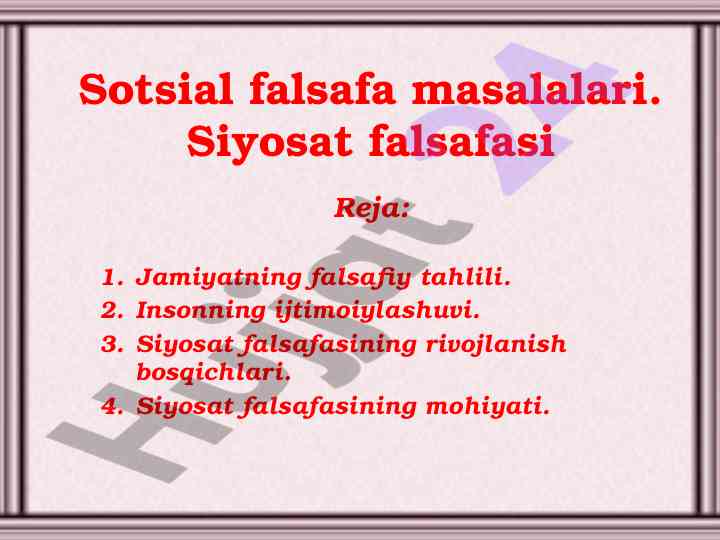 Siyosat falsafasining rivojlanish bosqichlari