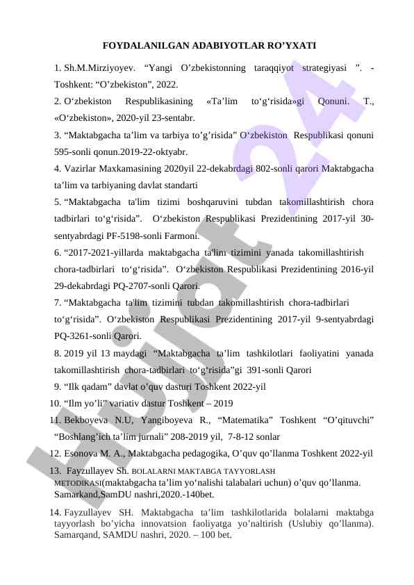 Maktabgacha talim tizimini takomillashtirish