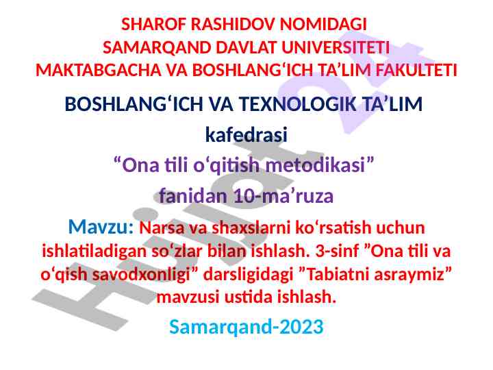 Ona tili o‘qitish metodikasi: 3-sinf darsligi