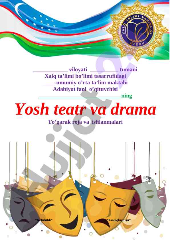 Yosh teatr va drama to‘garak reja va ishlanmalari