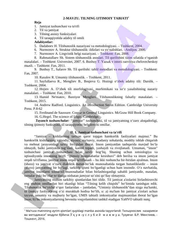 Tilning ijtimoiy tabiati va asosiy funksiyalari