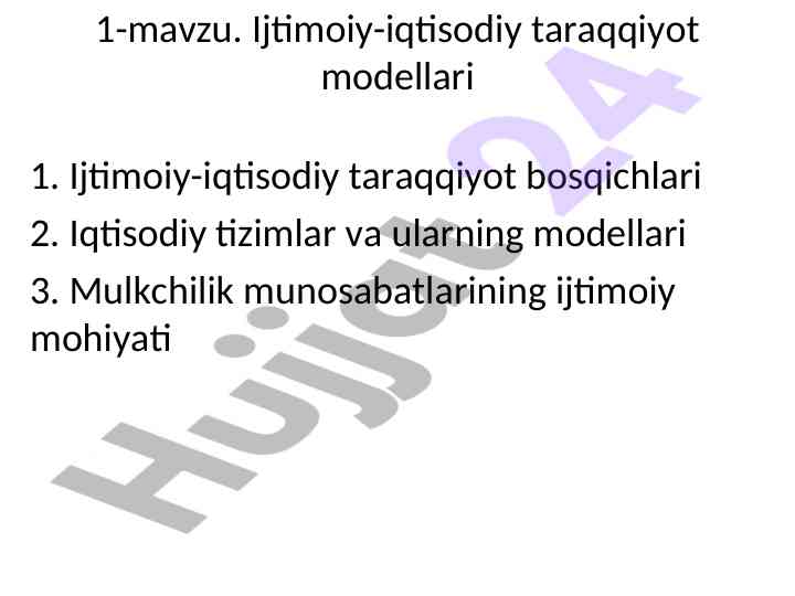 Ijtimoiy-iqtisodiy taraqqiyot modellari tahlili