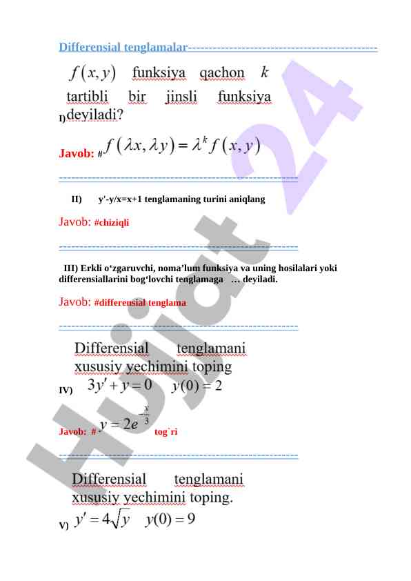Differensial tenglamalar analizi
