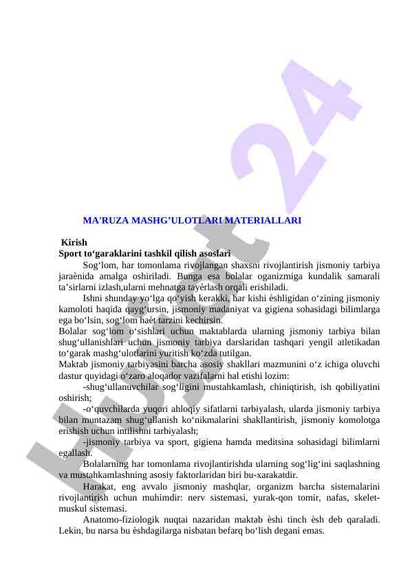 Jismoniy tarbiya bo‘yicha sport to‘garaklari