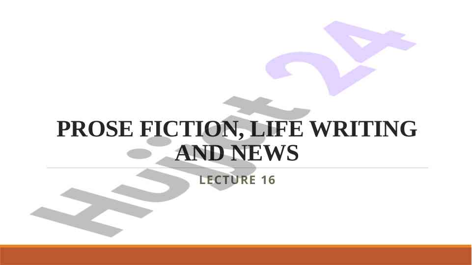 Analysis of prose narrative techniques and structures