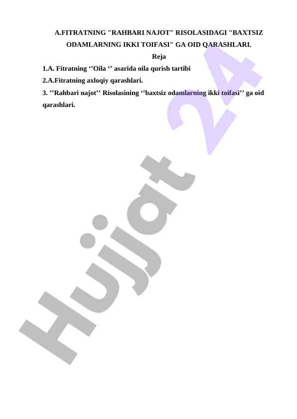 Fitratning oila asaridagi qarashlari