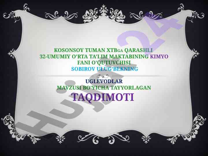 Uglevodlar mavzusi bo'yicha taqdimot