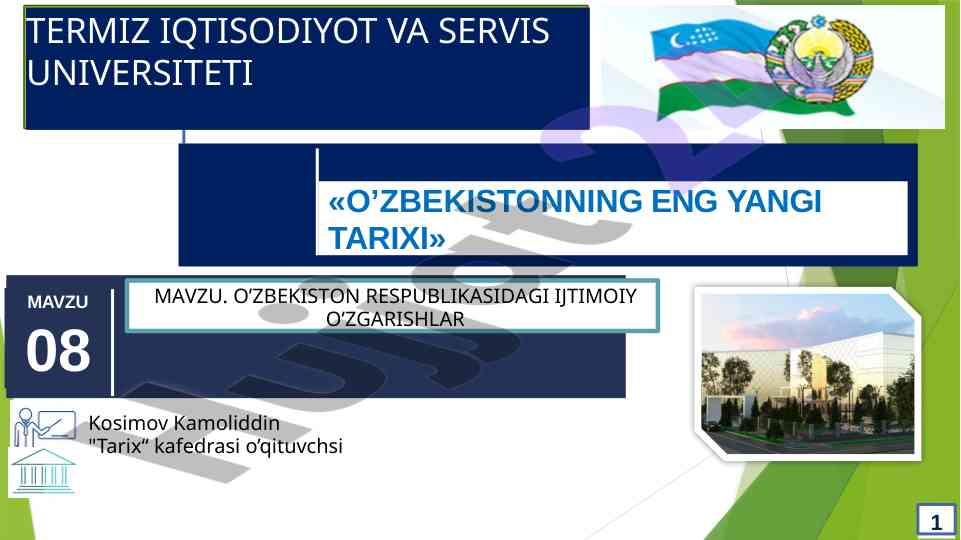 O'zbekiston respublikasi ijtimoiy o'zgarishlar