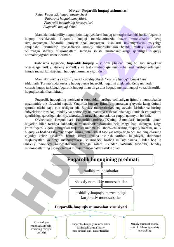 Fuqarolik huquqi tushunchasi va tamoyillari