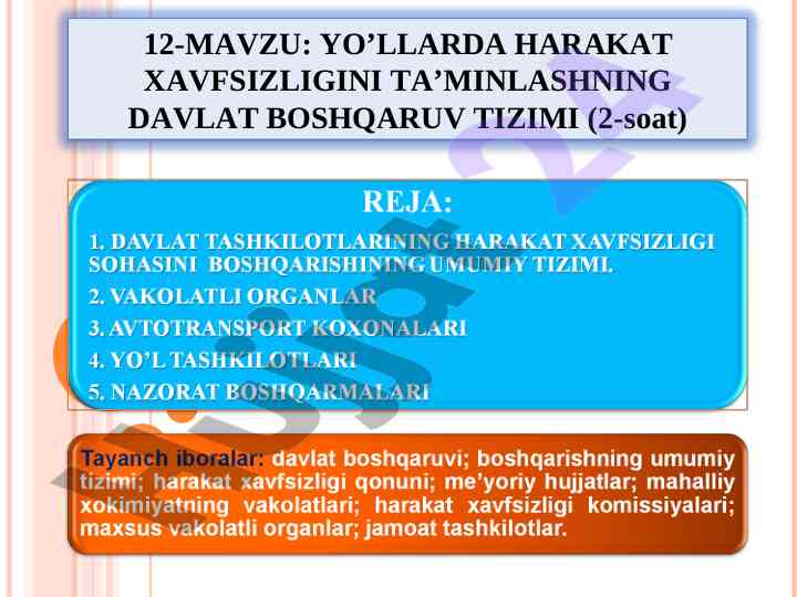 Yo'llarda harakat xavfsizligini ta'minlash tizimi
