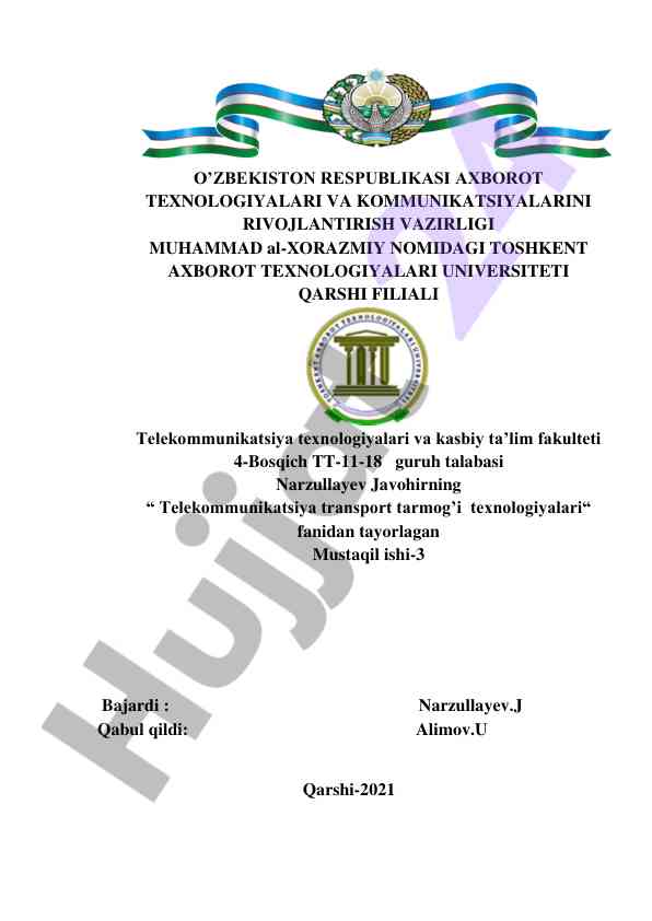 Telekommunikatsiya transport tarmog’i texnologiyalari