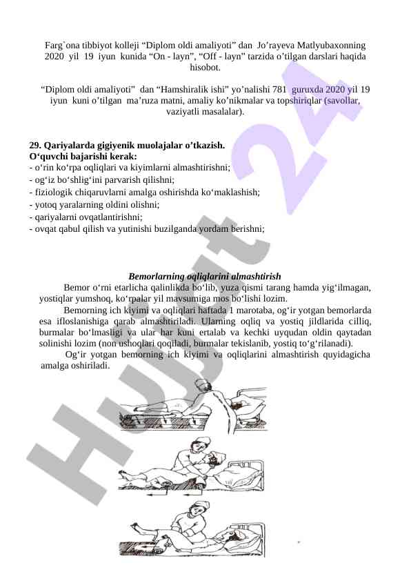 On-line va off-line darslari hisoboti 2020