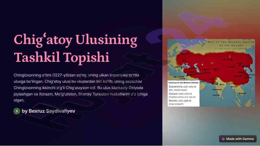 Chigʻatoy ulusining tashkil topishi va merosi