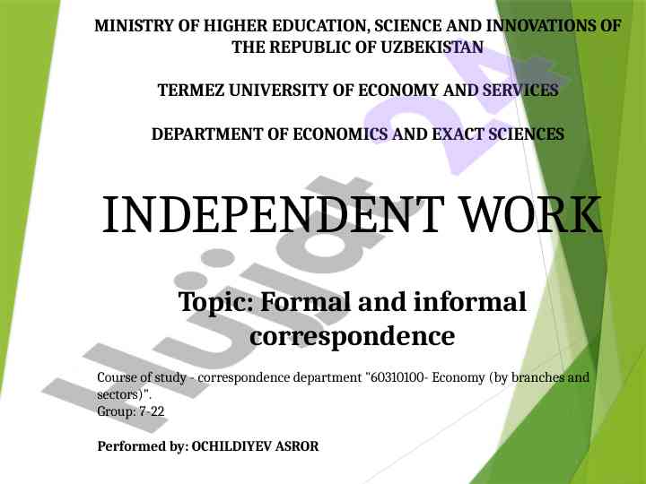 Formal and informal correspondence in economy studies