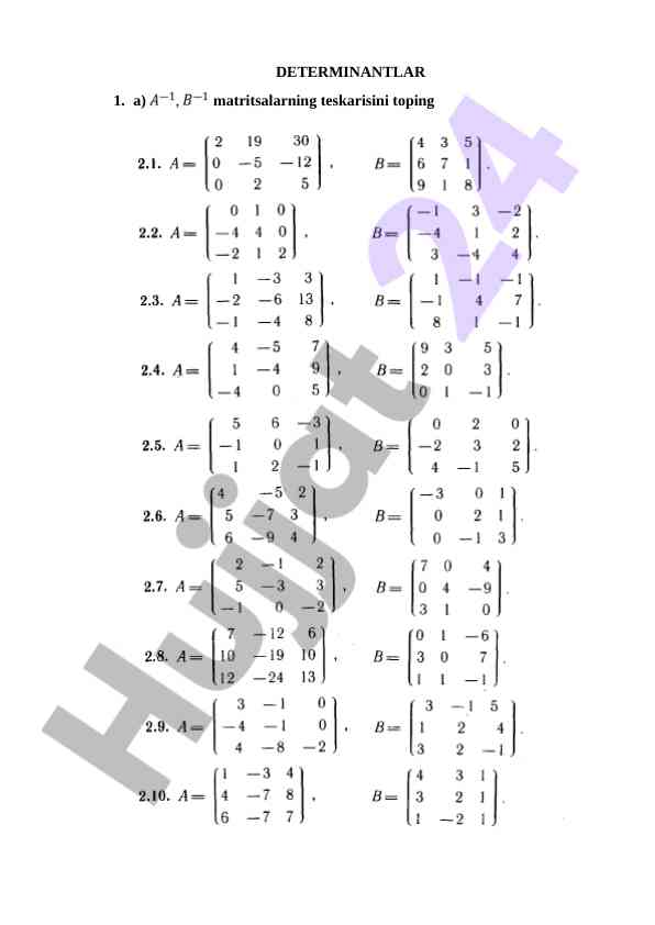 Matritsalarning teskari topish metodlari