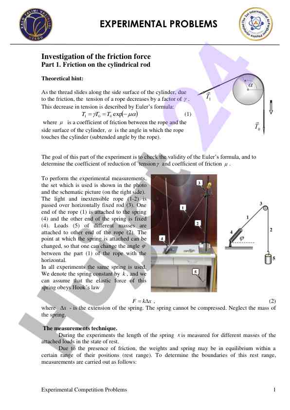Investigation of friction force in experimental setup