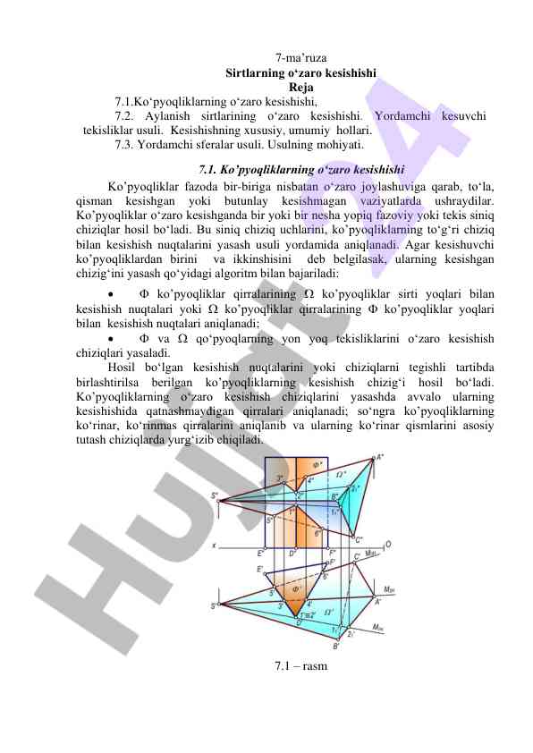 Sirtlarning o‘zaro kesishishi ko’pyoqliklar kesishishlari
