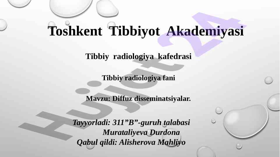 Diffuz disseminatsiyalar tibbiy radiologiya