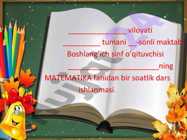 Matematika fanidan dars ishlanmasi 4-sinf