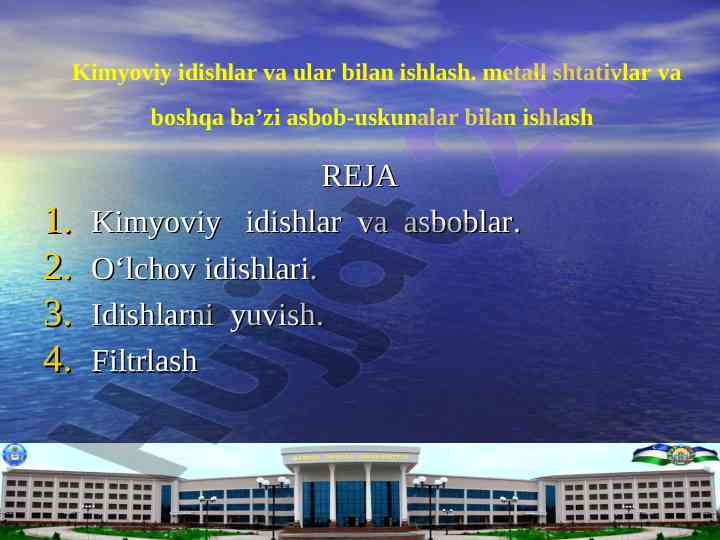 Kimyoviy idishlar va asboblar bilan tanishtirish
