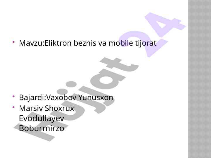 Mobil tijoratning rivojlanishi va foydalanishi