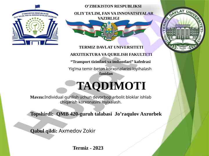 Individual qurilish uchun arbolit bloklar loyihalash