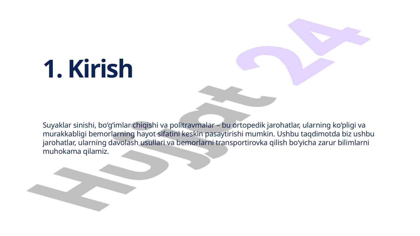 Suyak shikastlanishlari va bo'g'imlar chiqishi sabablari
