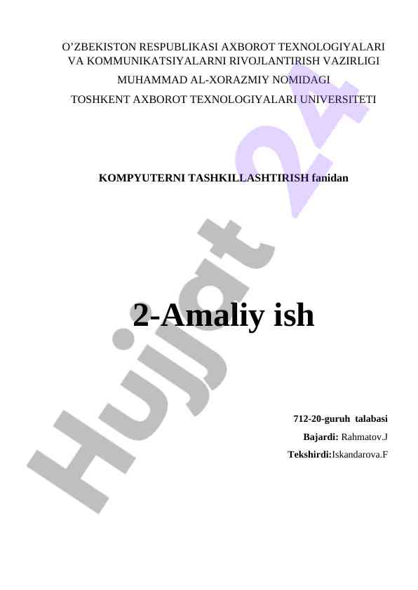 Kompyuter tashkillashtirish amaliy ish 2