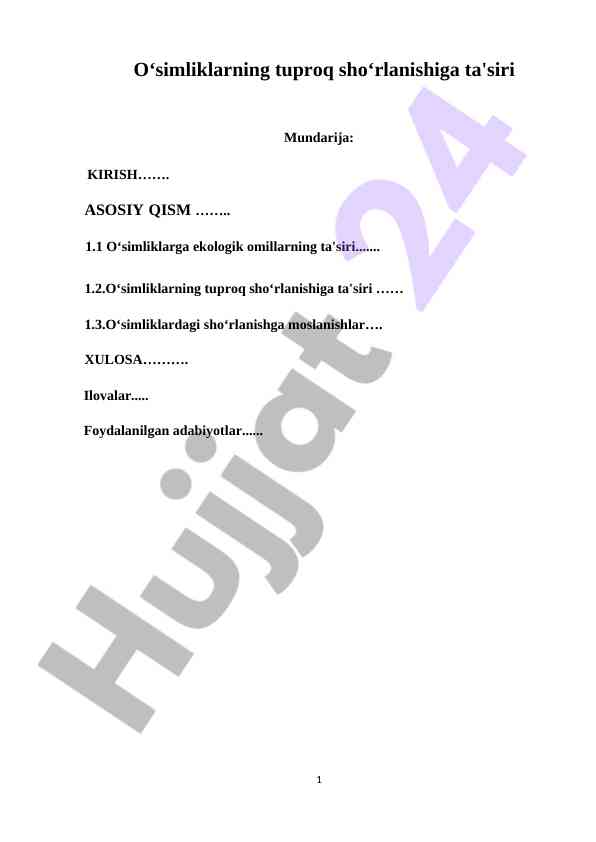 O‘simliklarning Tuproq Sho‘rlanishiga Ta'siri