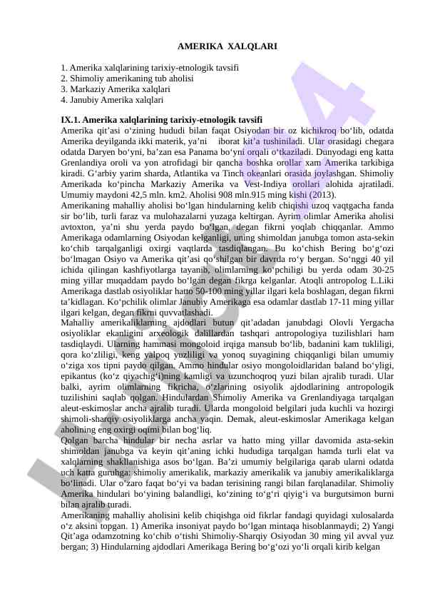 Amerika xalqlarining tarixiy-etnologik tavsifi