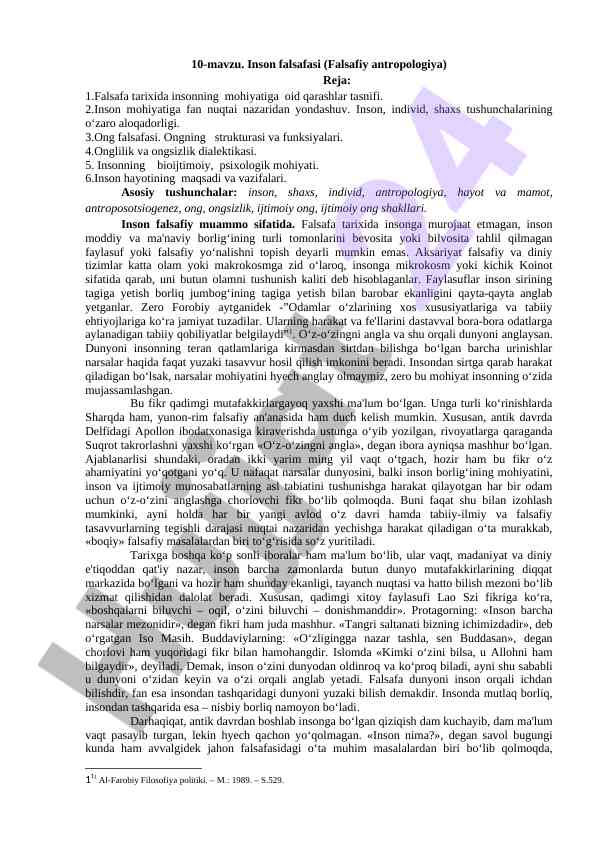 Inson falsafasi va falsafiy antropologiya