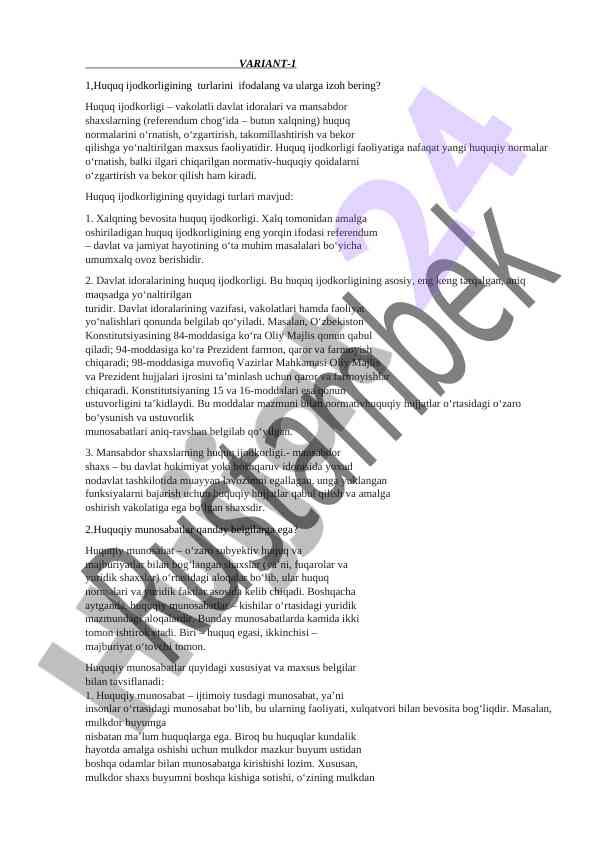 Huquq ijodkorligining turlari va izohlar