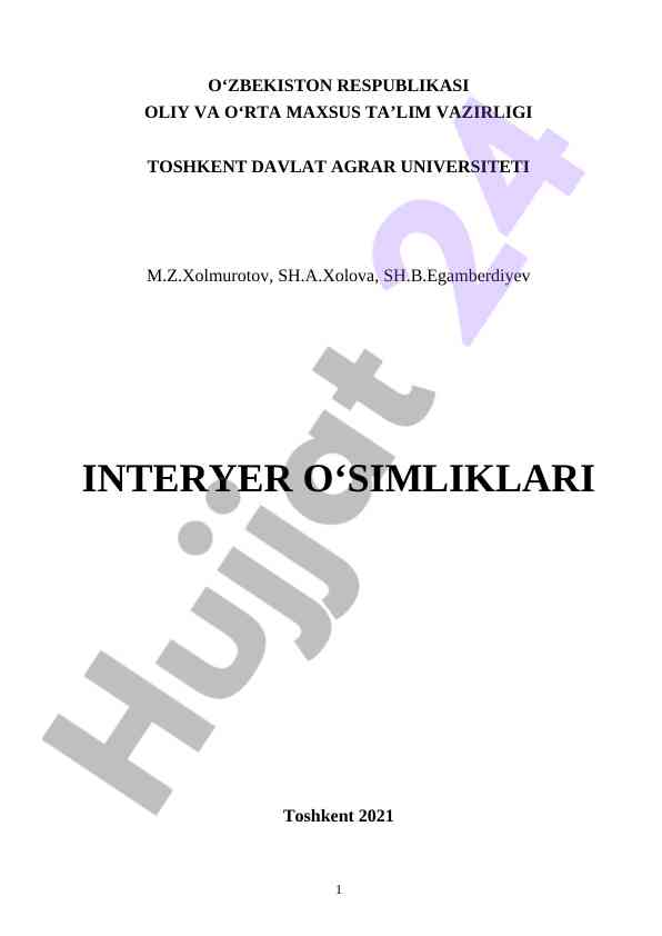 Interyer o‘simliklari bioekologik xususiyatlari