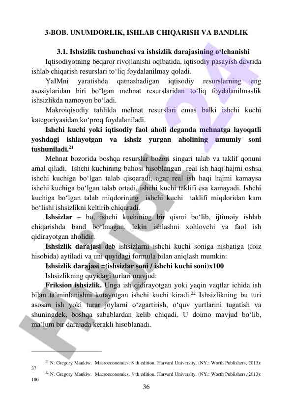 Ishsizlik tushunchasi va darajasining o‘lchanishi