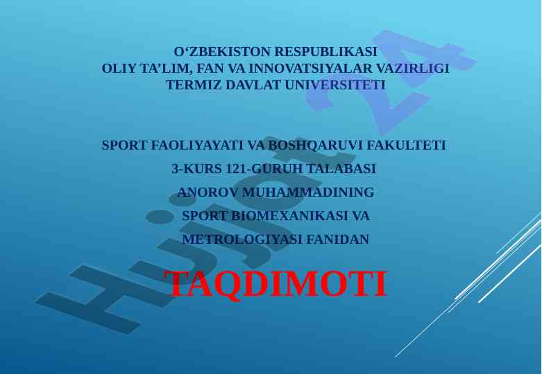 Sport biomexanikasi fanining obyekti va maqsadlari