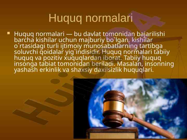 Huquq normalari va ularning tuzilishi