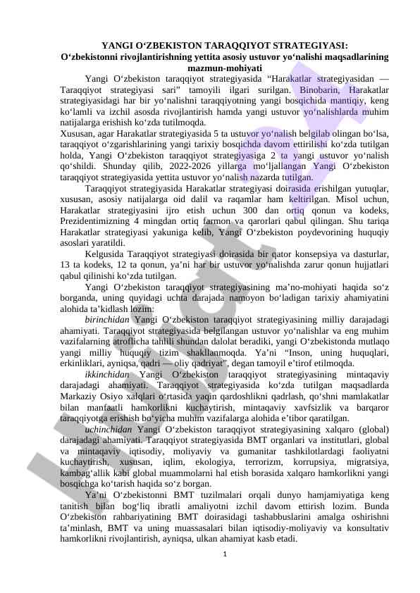 Yangi o‘zbekistan taraqqiyot strategiyasi
