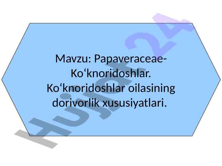Papaveraceae koʻknoridoshlar ailasining dorivorlik xususiyatlari