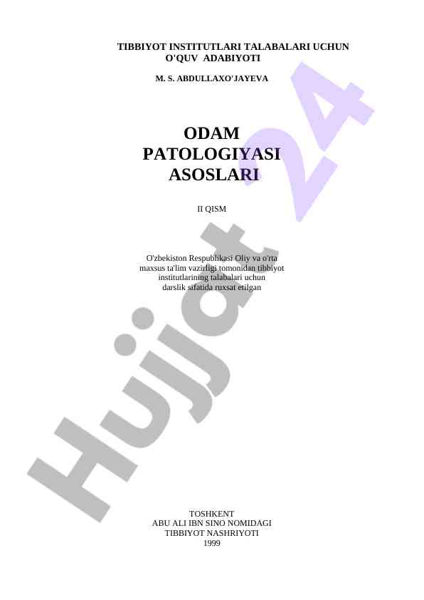Odam patologiyasi asoslari ii qism o'quv qo'llanma