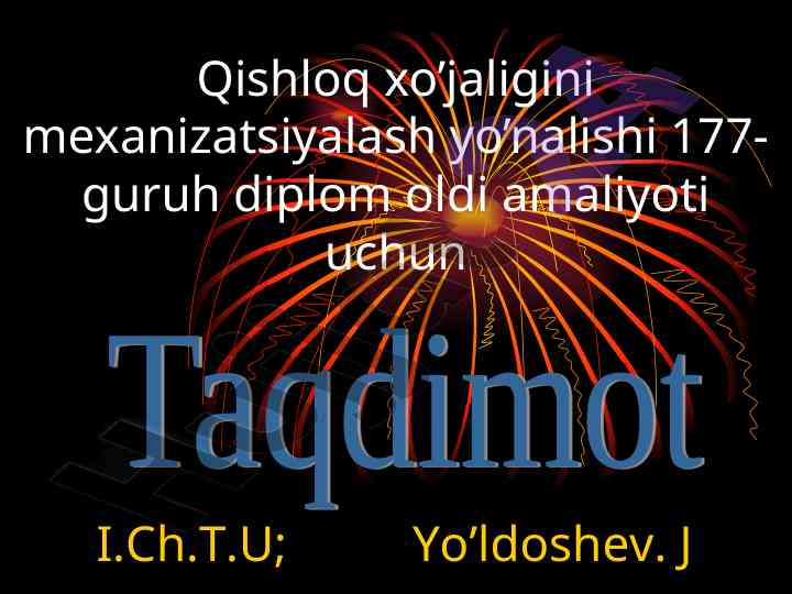 Qishloq xo’jaligi texnikasi ta’mirlash amaliyoti