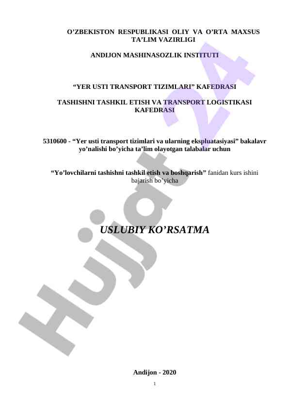 Yo'lovchilarni tashishni tashkil etish va boshqarish