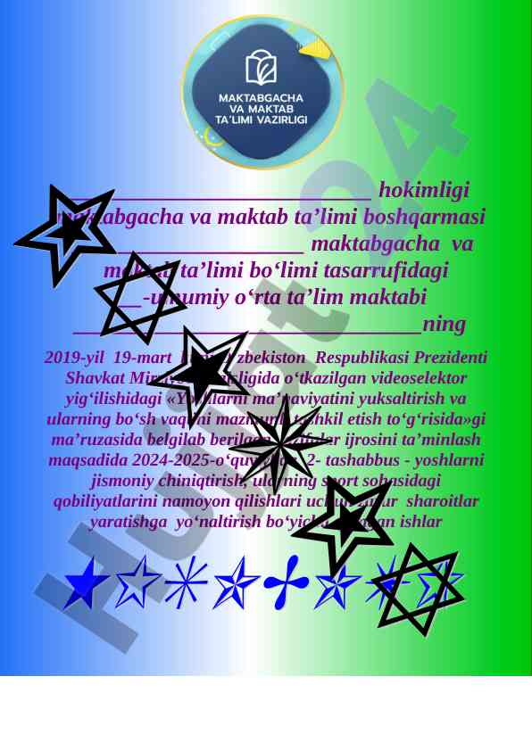 Yoshlarni ma’naviyatini yuksaltirish va sportni rivojlantirish